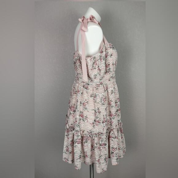 Gianni Bini Ivette Embroider Square Neck Sleeveless A line Floral Dress Size 12 - Picture 3 of 16